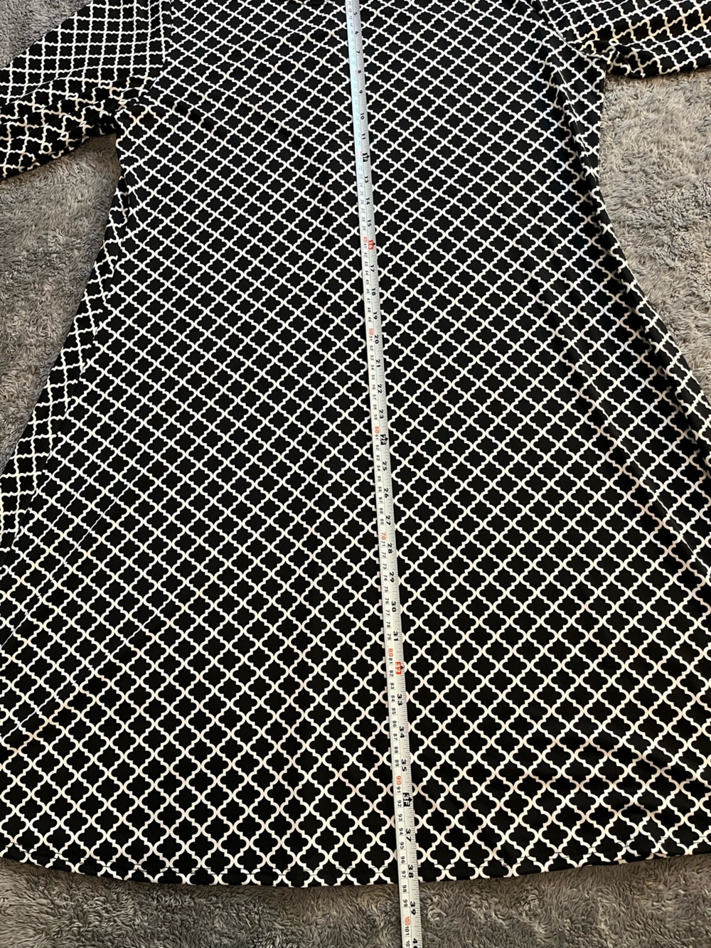 Ashley Blue Black & White Geometric Swing Dress 1X - Picture 4 of 5